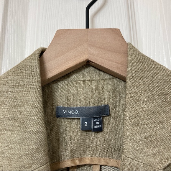 Vince Women’s Beige Linen Blend Blazer Jacket Size 2 Coastal Euro Summer Preppy - Picture 2 of 10